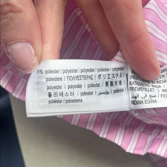 Bershka Pink & White Striped Button-Up Crop Shirt - Picture 12 of 16